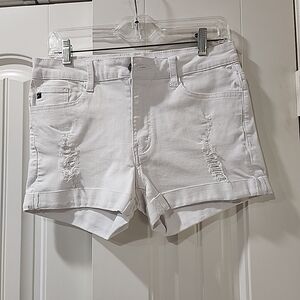 KanCan White Distressed Jean Shorts